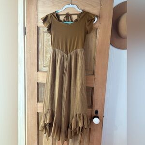 Joyfolie Charming Mustard/ Brown Kids Dress